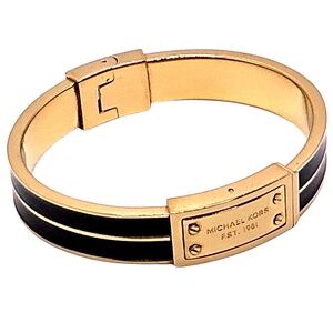 MICHAEL KORS Gold Tone Hinged Bangle Bracelet 7”